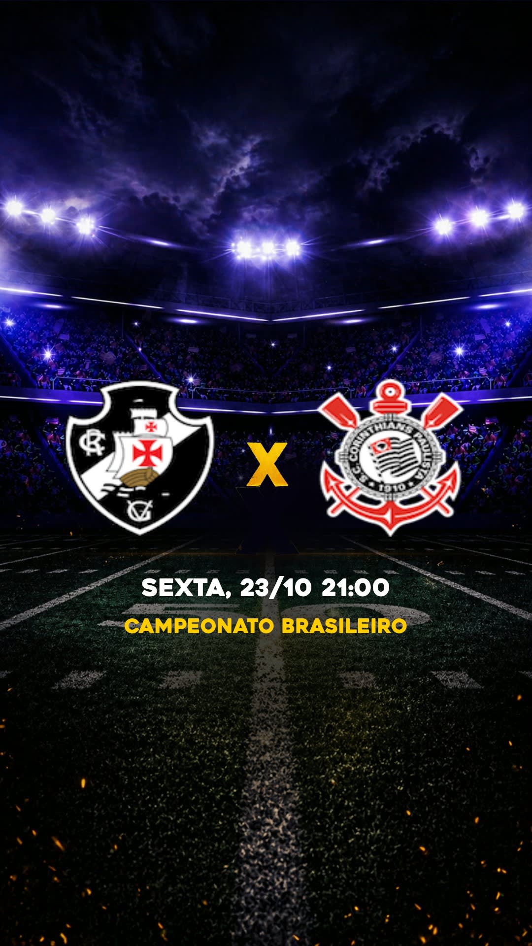 Flyer Vasco x Corinthians - Campeonato Brasileiro - SEXTA, 23/10 21:00 - Download gratis futebol