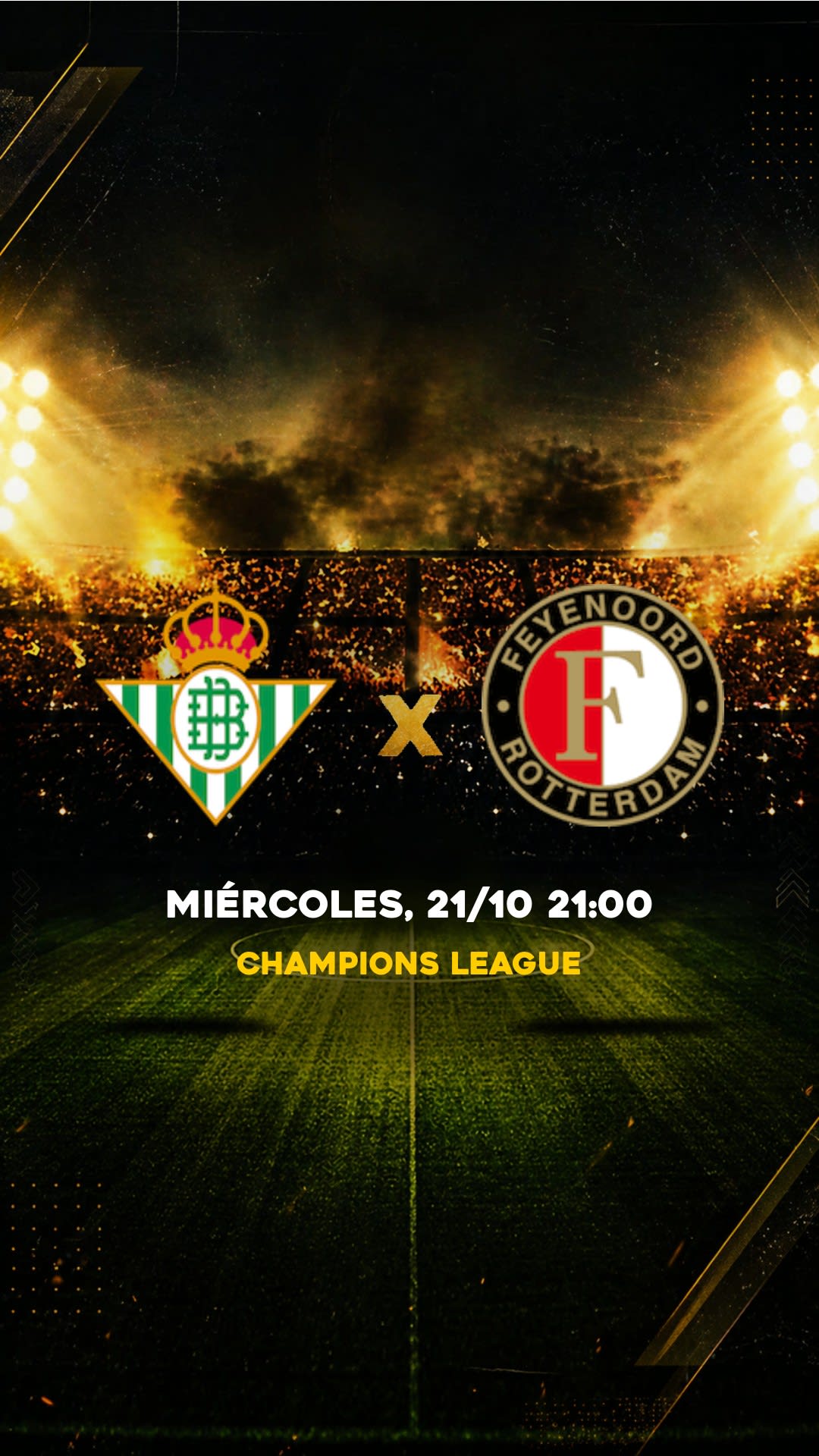 Flyer Real Betis x Feyenoord - Champions League - Miércoles, 21/10 21:00 - Descarga gratis fútbol