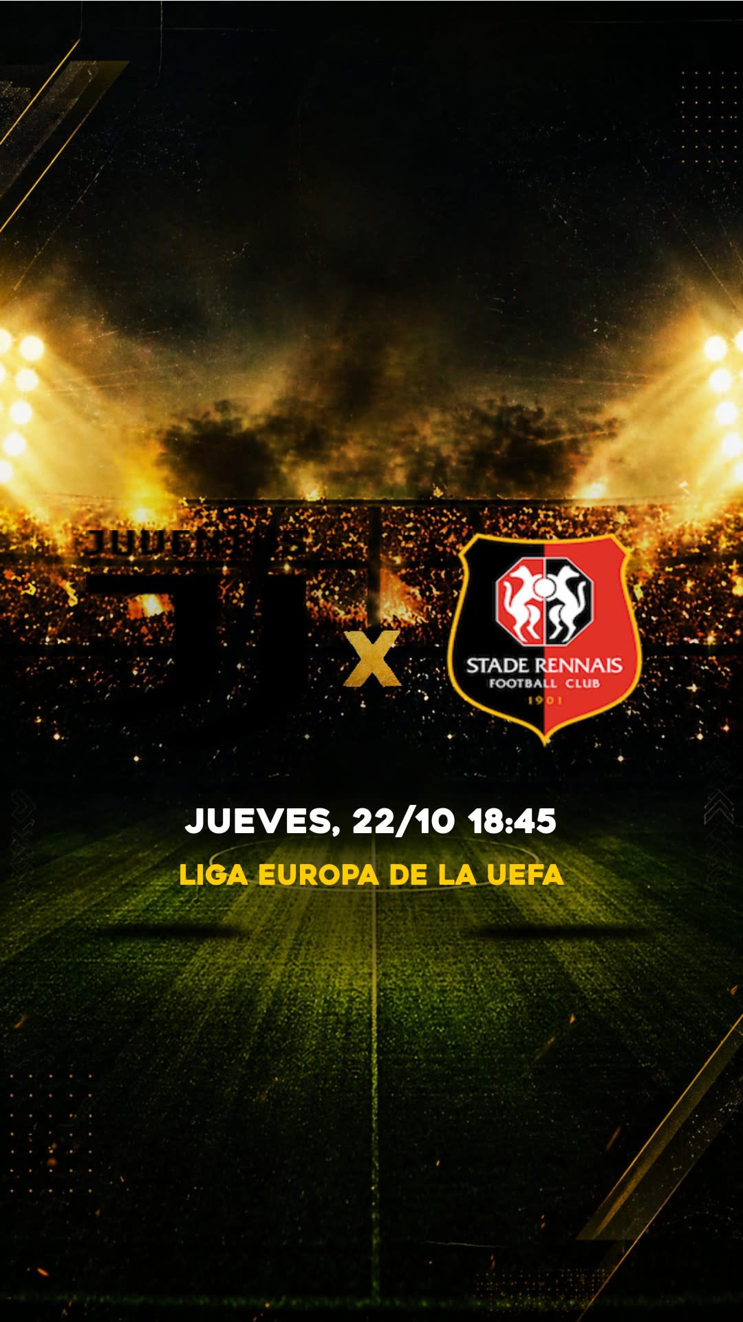 Flyer Juventus x Rennes - Liga Europa de la UEFA - Jueves, 22/10 18:45 - Descarga gratis fútbol
