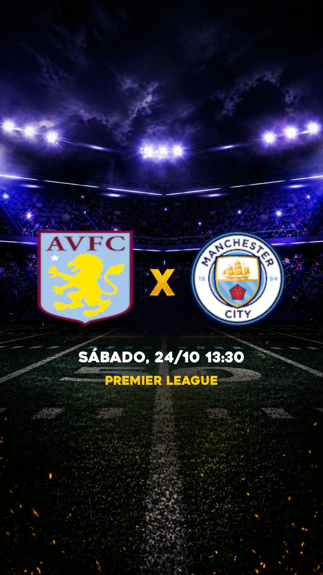 Flyer Aston Villa x Manchester City - Premier League - Sábado, 24/10 13:30 - Descarga gratis fútbol