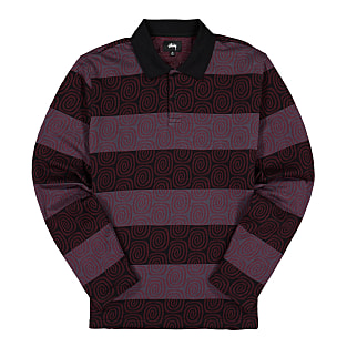 Stussy Swirl Stripe Longsleeve Polo - XL