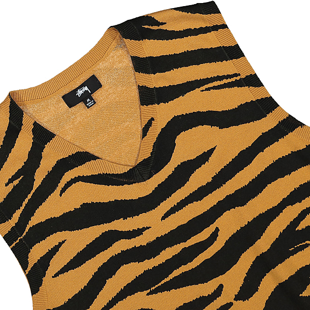 Unspoken  Stussy Printed Fur Sweater - Tiger