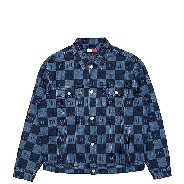 Tommy Jeans MONOGRAM TRUCKER JACKET Blue - INDIGO DENIM STONE WASHED