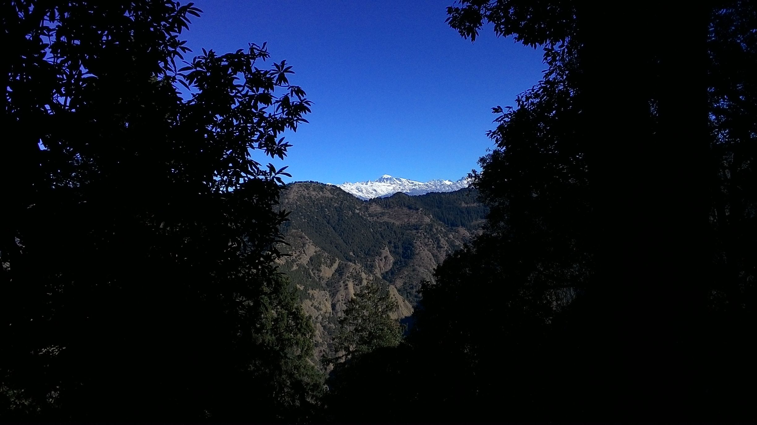 First view of the Pir Panjal with Deo Tibba in the center