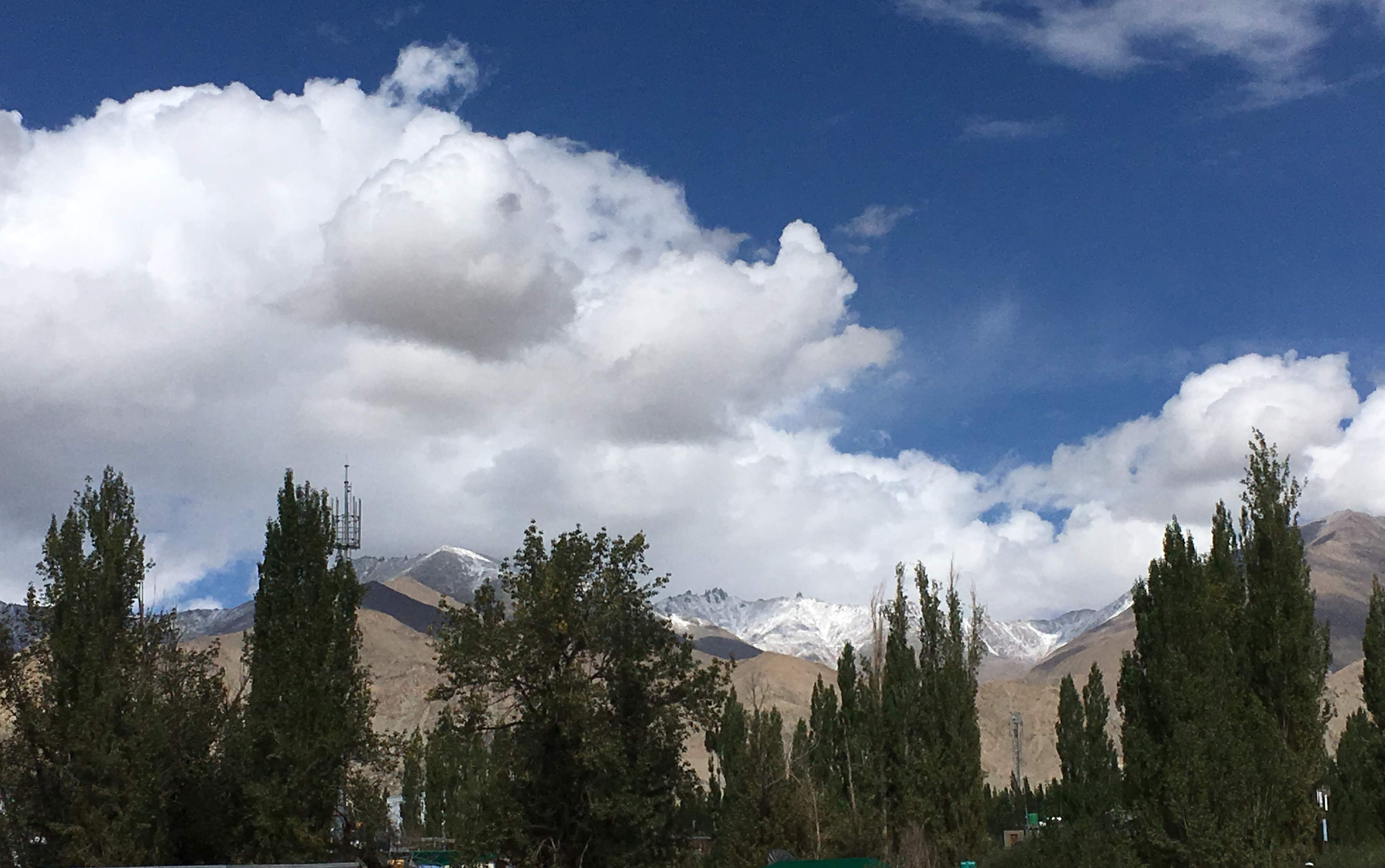 Looking towards Khardung La from the terrace of my hotel