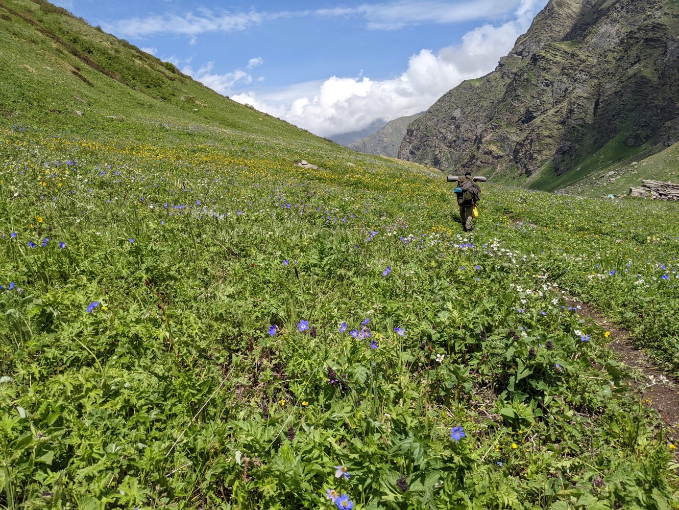 The trail after crossing the Tirthan river
