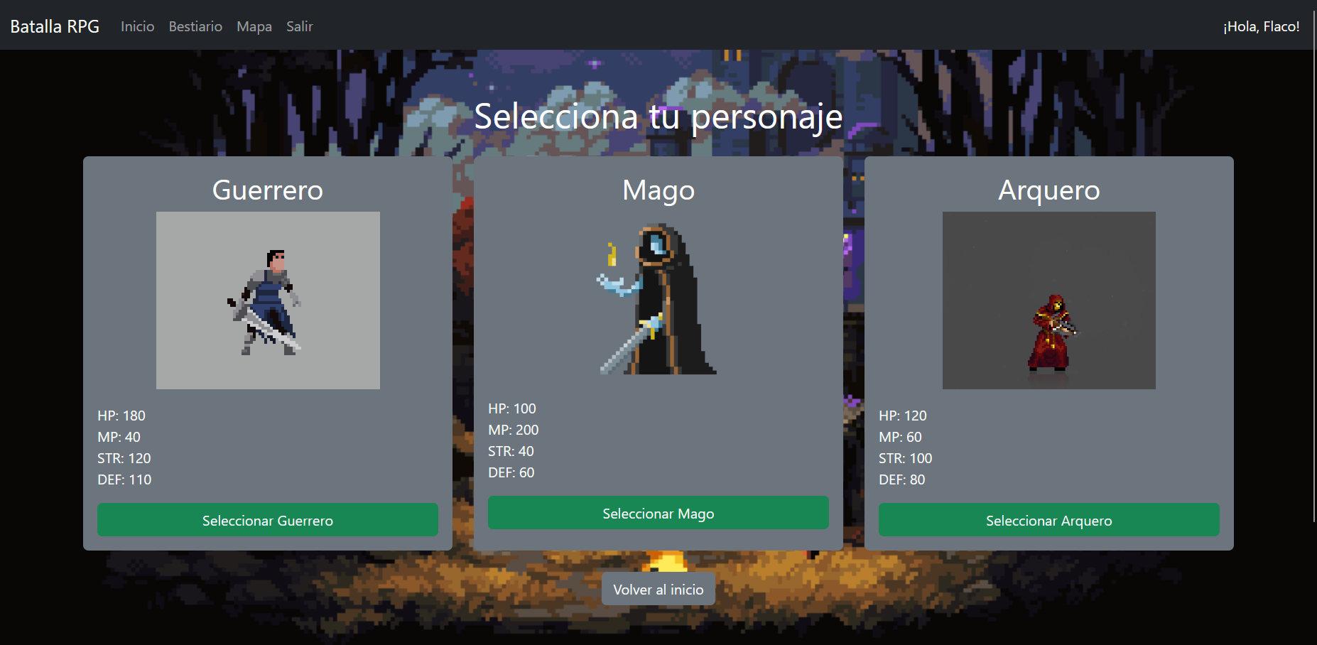 Seleccion de personaje - RPG