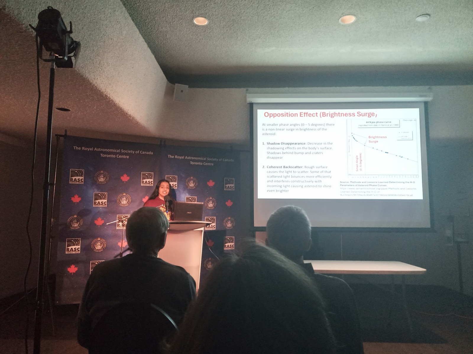 Giving my talk on transit-timing variations and N-body simulations at the Royal Astronomical Society of Canada Monthly Meeting, Toronto (December 2024)