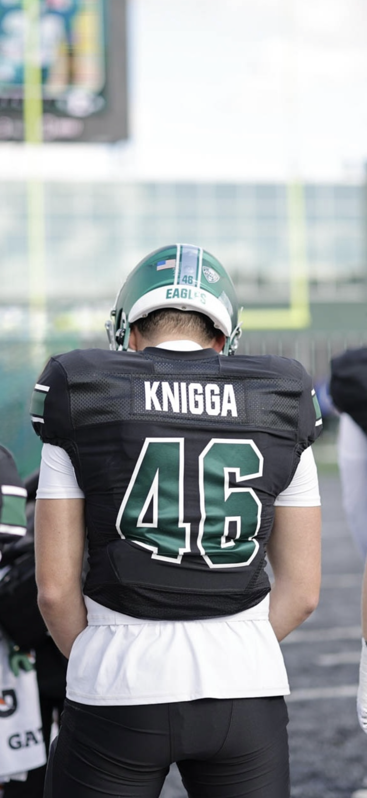Back of Noah Knigga's Eastern Michigan jersey reading KNIGGA 46
