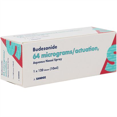 Budesonide 64mcg aqua nasal spray 120 doses (generic Rhinocort)