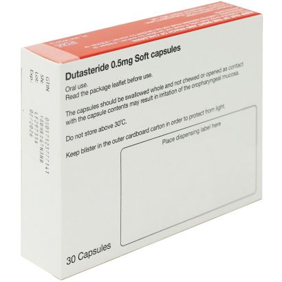 Rear view of Dutasteride 0.5mg 30 Capsules