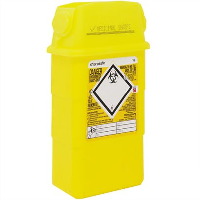 Yellow Sharps Box Nominal Capacity 1 Litre