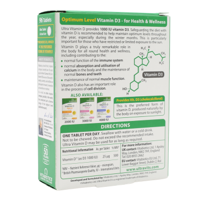 Rear view of Vitabiotics Ultra Vitamin D 1000IU