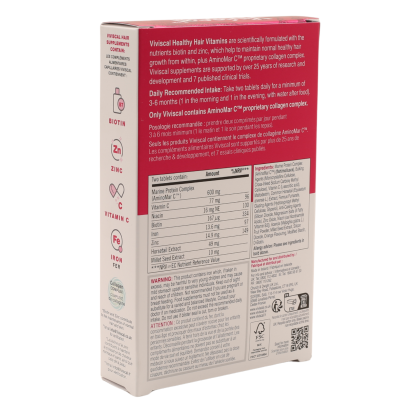 Rear view of Viviscal Healthy Hair Women 60 tablets