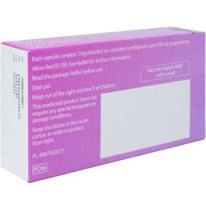 Rear view of Bijuve (Estradiol) 1mg Capsules