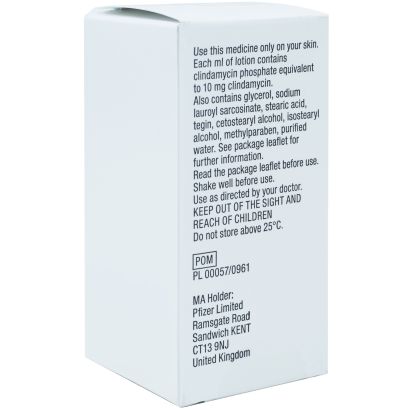 Rear view of Dalacin T (Clindamycin Phosphate) Topical Lotion 30ml