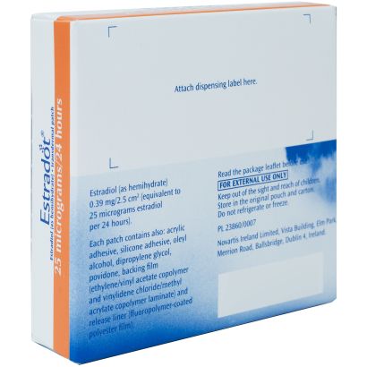 Rear view of Estradot (Estradiol) Patches (25, 37.5, 50, 75 & 100mcg)