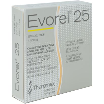 Rear view of Evorel (Estradiol) Patches (25, 50, 75 & 100mcg)