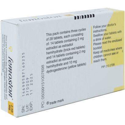 Rear view of Femoston (Estradiol / Dydrogesterone) 2/10mg 84 Tablets