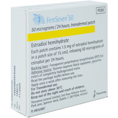 Rear view of Femseven (Estradiol) 50 / 75 / 100mcg Patches