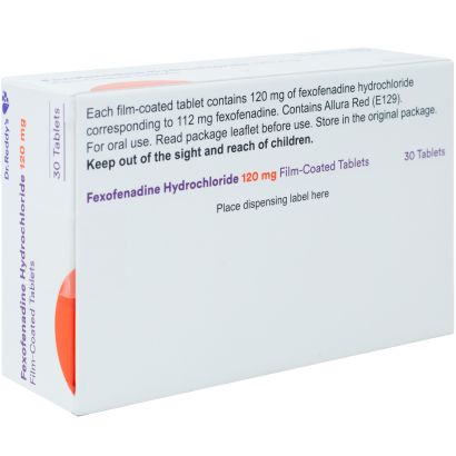 Rear view of Fexofenadine 120mg, 180mg Tablets