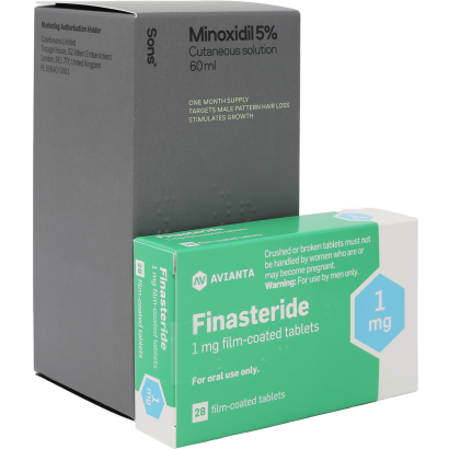 Finasteride 1mg 28 tabs + Sons Minoxidil 5% Cutaneous Solution for hair loss 60ml