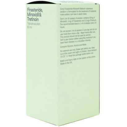 Rear view of Finasteride, Minoxidil and Tretinoin Topical Solution 60ml