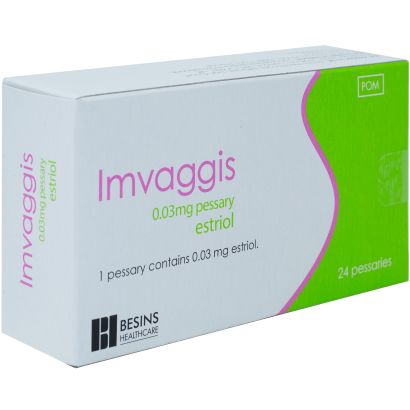 Rear view of Imvaggis estriol 0.03mg pessaries HRT for vaginal atrophy 24