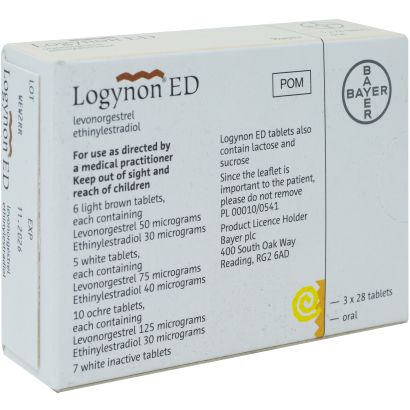 Rear view of Logynon ED 84 Tablets