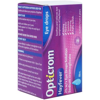 Rear view of Opticrom Allergy Eye Drops 10ml