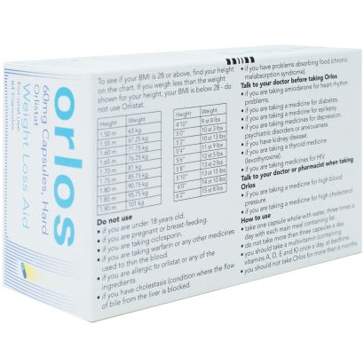 Rear view of Orlos Weight Loss Tablets (60mg)