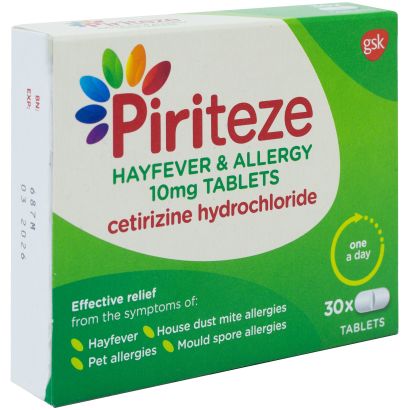 Piriteze Allergy (Cetirizine) One A Day 30 Tablets