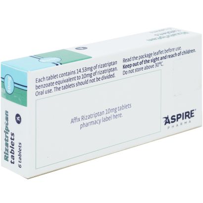 Rear view of Rizatriptan 10mg 6 Tablets