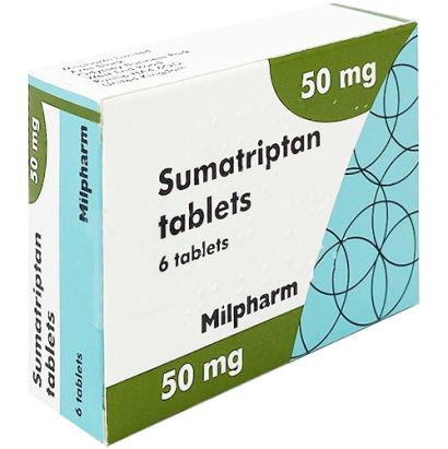 Buy Sumatriptan 50mg, 6 Tablets for £10.95