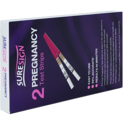 Rear view of SureSign Pregnancy Test Strip 2 Tests