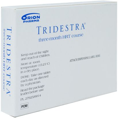 Rear view of Tridestra (Estradiol Medroxyprogesterone) Tablets 91