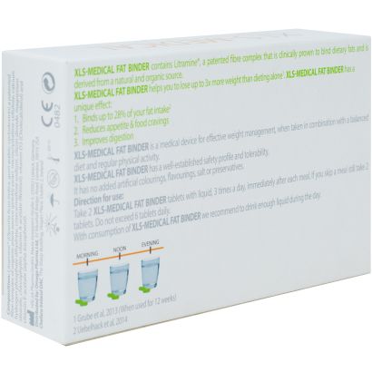 Rear view of XLS-Medical Fat Binder 30 Tablets