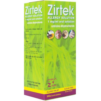 Zirtek Cetirizine Oral Solution 5mg in 5ml 200mls