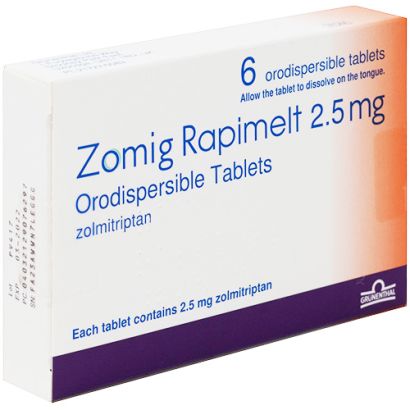 Zomig (Zolmitriptan) Rapimelt 2.5mg 6 Orodispersible Tablets