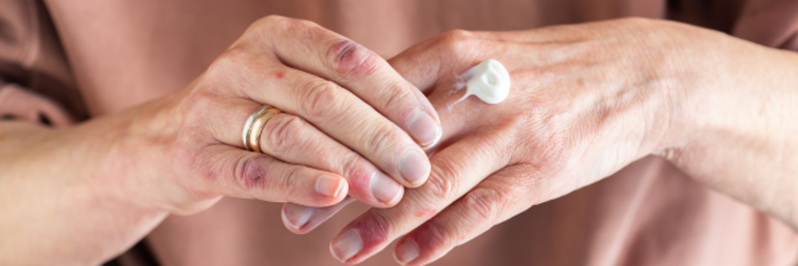 Cream on hands