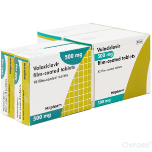 Valaciclovir 500mg tablets (20 outbreak and 84 prevention)