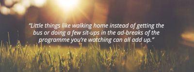 A grassy park at sunset with a quote reading 