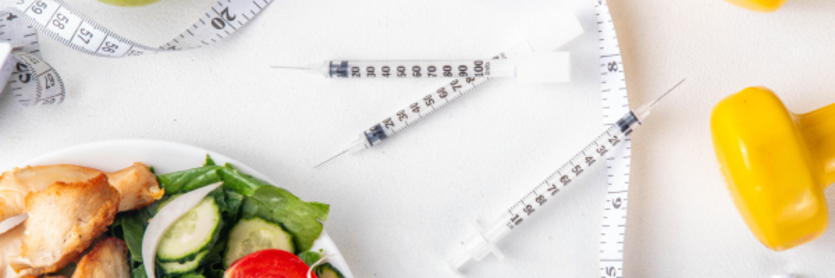 Weight loss injections with healthy food