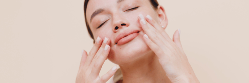 lady touching face