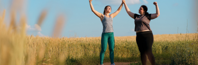 two ladies in a field