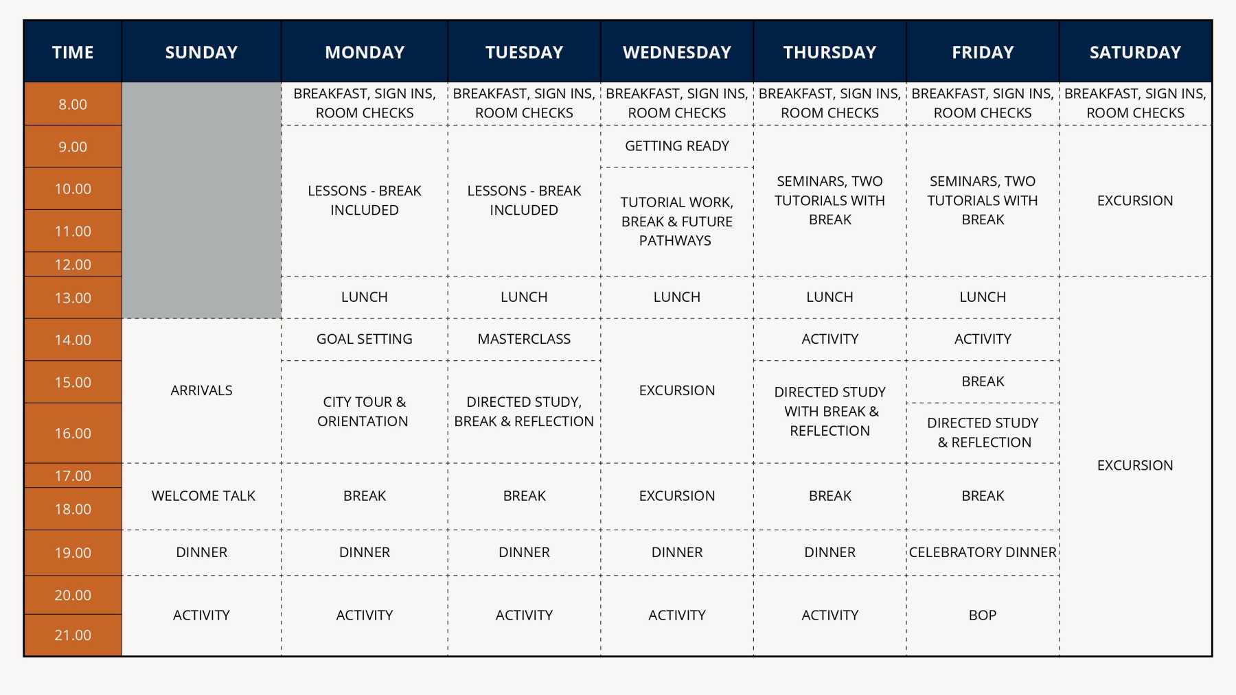 Timetable