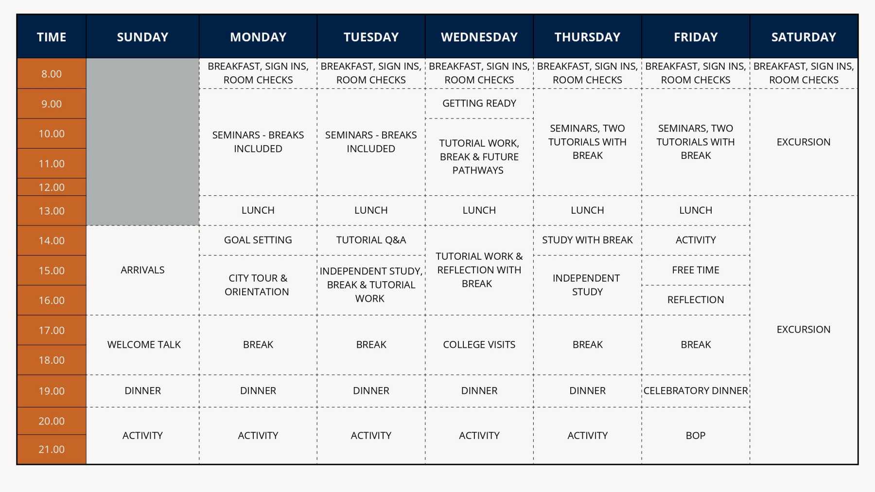 Timetable