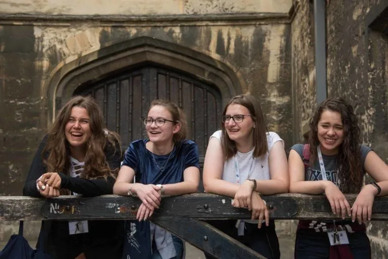 group-of-female-students-outside-new-college-oxford