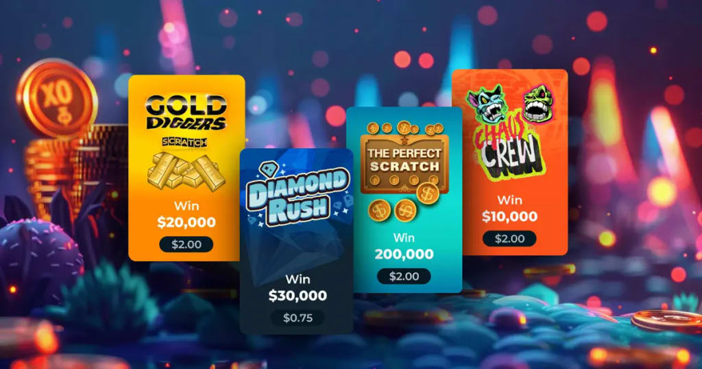 Scratchcard games, including The Perfect Scratch and Chaos Crew