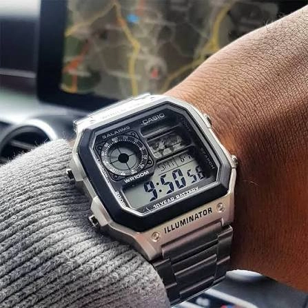 Casio Youth Digital Black Dial World Time Men's Watch- AE-1200WHD-1AVDF hover